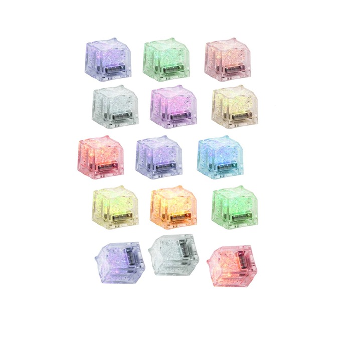 15 db jégkocka készlet, LED, újrafelhasználható, fehér