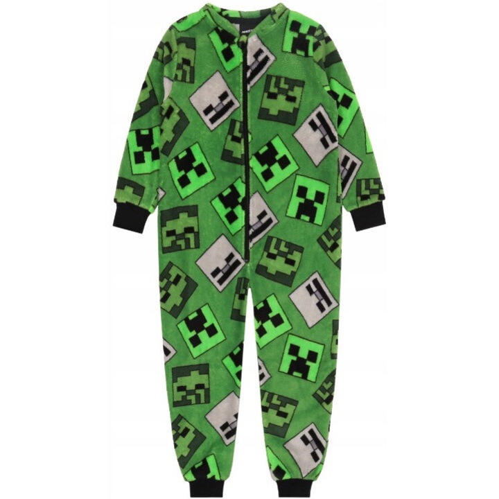 Pijama tip salopeta pentru copii Minecraft 9084, Verde