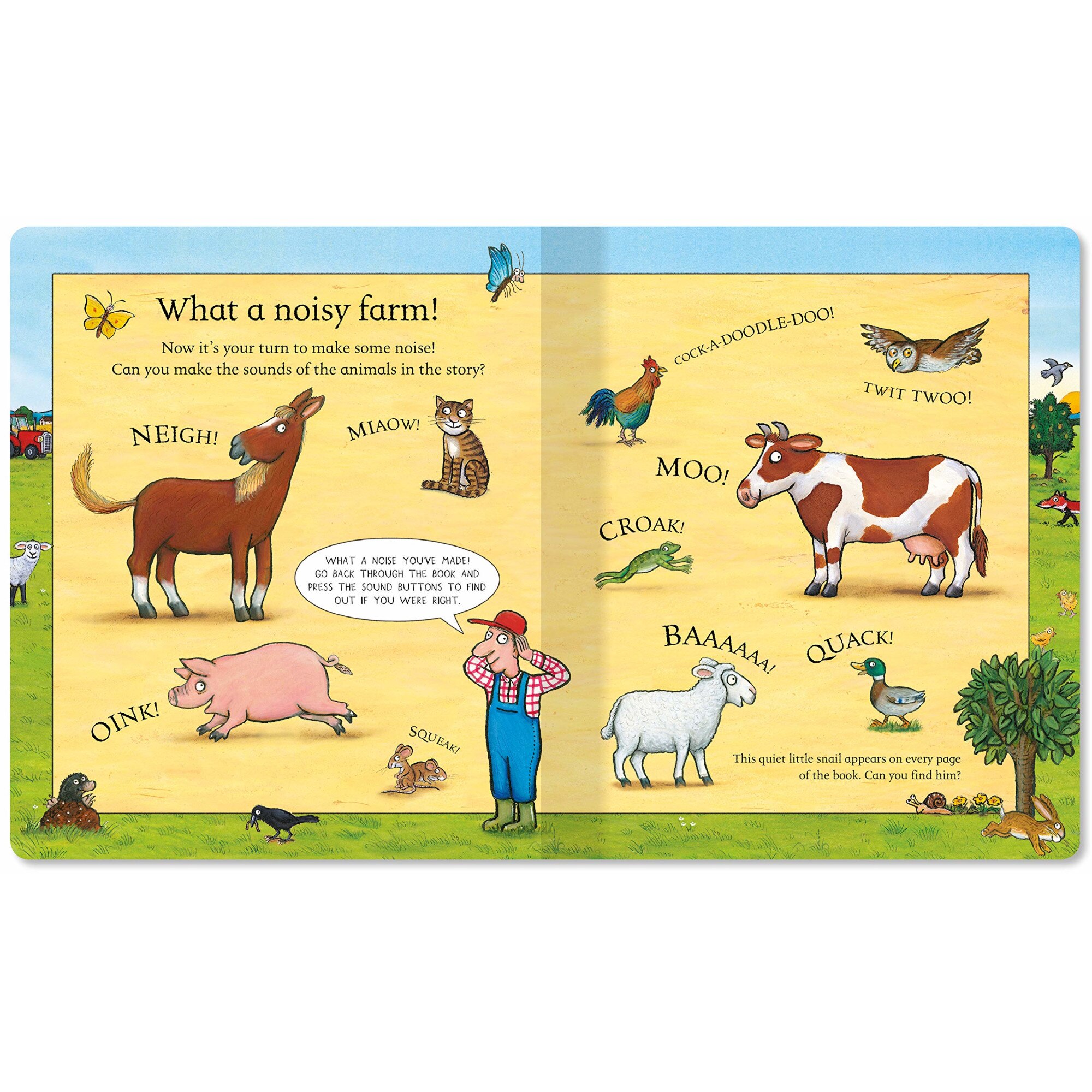 книжка　press-the　илюстрована　Детска　Scheffler,　Book　A　book　Английски,　Campbell　The　Axel　Farm　Noisy　sound　page　+3г