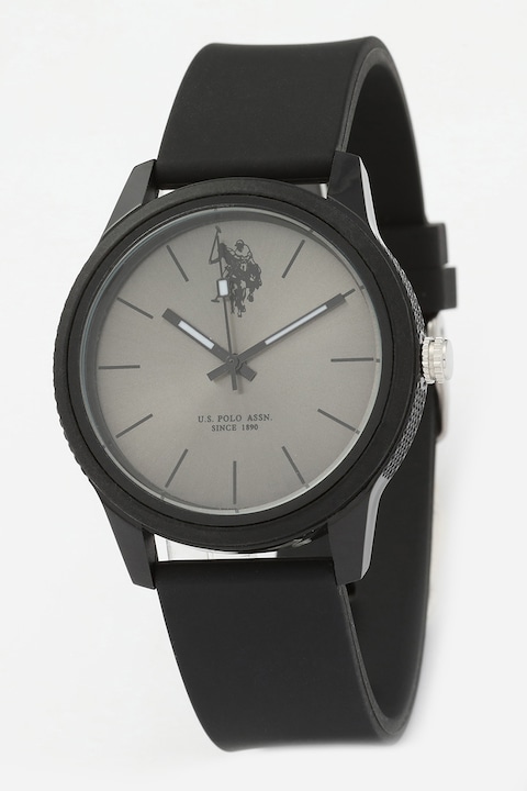 U.S. Polo Assn., Часовник със силиконова каишка, Черен