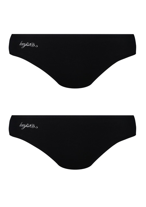 Chiloti dama, Key, 2 bucati, Bumbac/Elastan, Negru, Masura XL