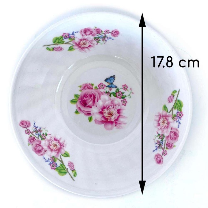 Пластмасова купа, флорален десен, 17,8 см