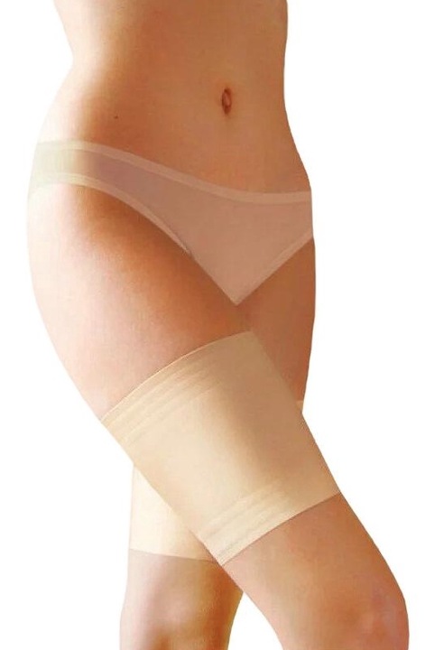 Benzi satinate pentru coapse, Lores, Poliamida/Elastan, Crem, Crem