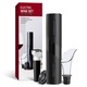 Set Tirbuson Electric, SDLOGAL, Reincarcabil, Accesoriu taiat folie, Pompa vid, Dop sticla vin cu pompita pentru scos aerul, ABS, Negru