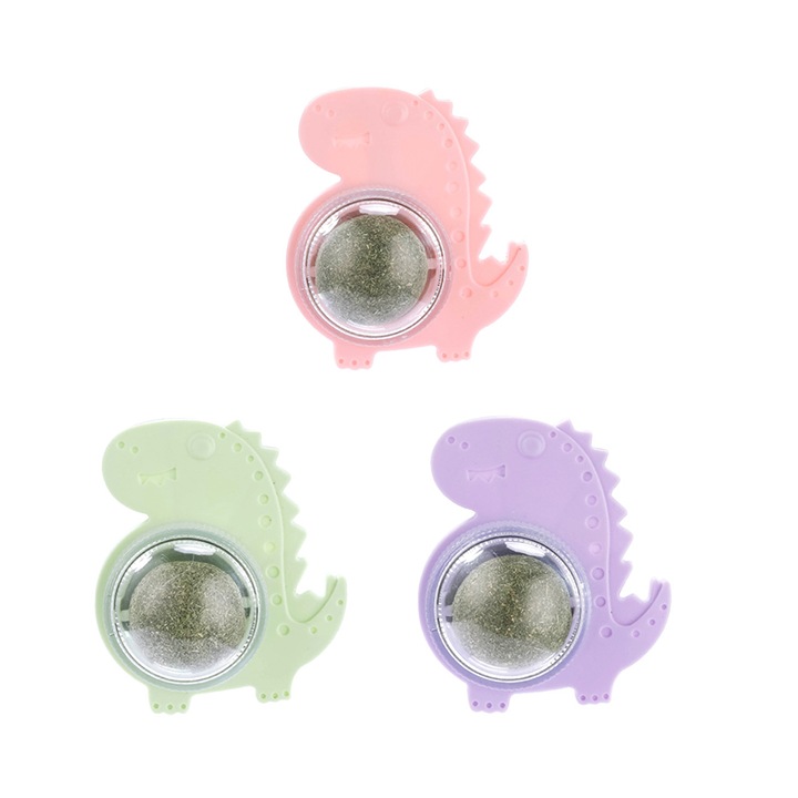 3 db-os macskajáték készlet, labda típusú, dinoszaurusz, menta, többszínű