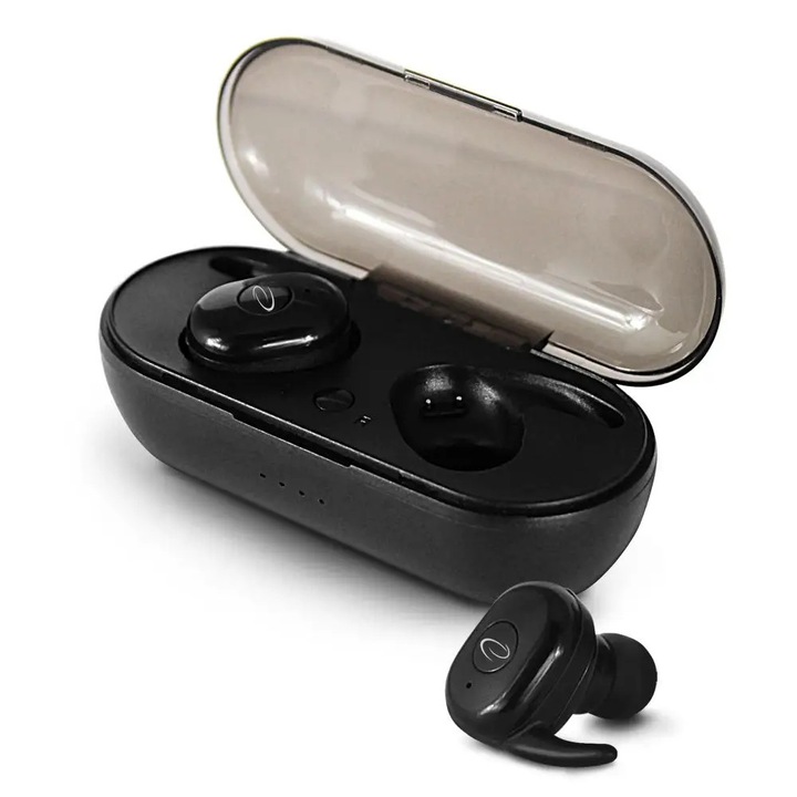 Casti In-Ear wireless, Esperanza Cardera 95826, Bluetooth v.5.0, TWS, cu statie de incarcare, negre Negru