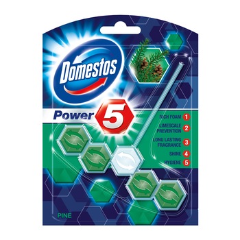 Odorizant toaleta Domestos Power 5 Pine, 55G Odorizant toaleta Domestos Power 5 Pine, 55G