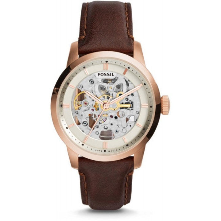 Ceas Fossil Automatic Skeleton Dial Beige Leather Ladies Watch ME3078 DE DAMA
