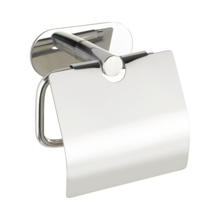 Suport hartie igienica cu capac Wenko Orea crom lucios