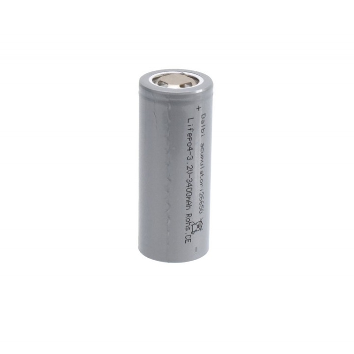 LifePo4 akkumulátor, 26650 típusú, 3,2 V, 3400 mAh
