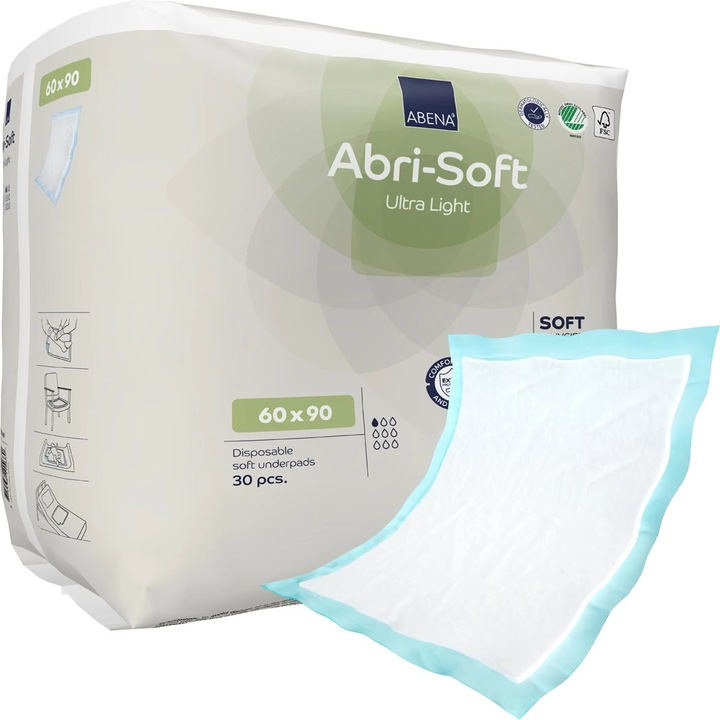 Aleze incontinenta Abena Abri Soft ultra light, 60x90, 30buc/pac