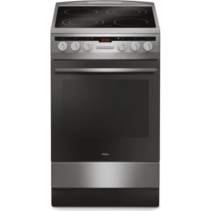 Печка Amica 57CE3.315HTAQ, витрокерамика, електрическа, 65 л, 50 см, неръждаема стомана
