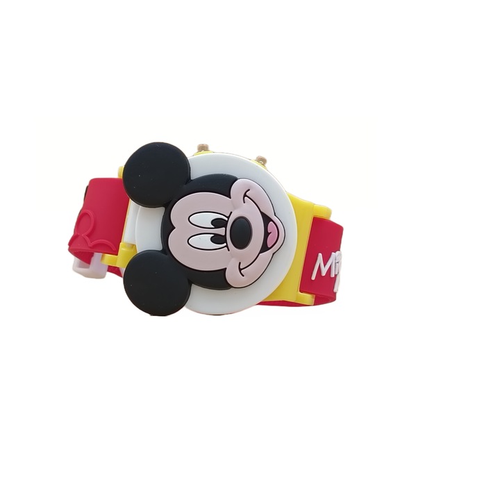 Дигитален часовник Мики Маус, Disney, 3D модел, Пластмаса / Гума, Многоцветен, 22 x 3,8 cm
