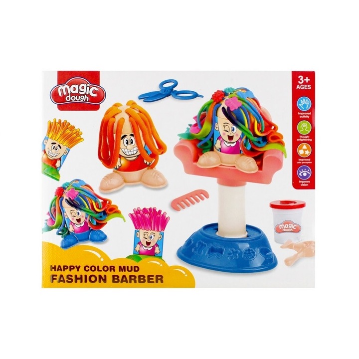 Комплект пластилин Magic Dough - "Фризьор с аксесоари", Многоцветен
