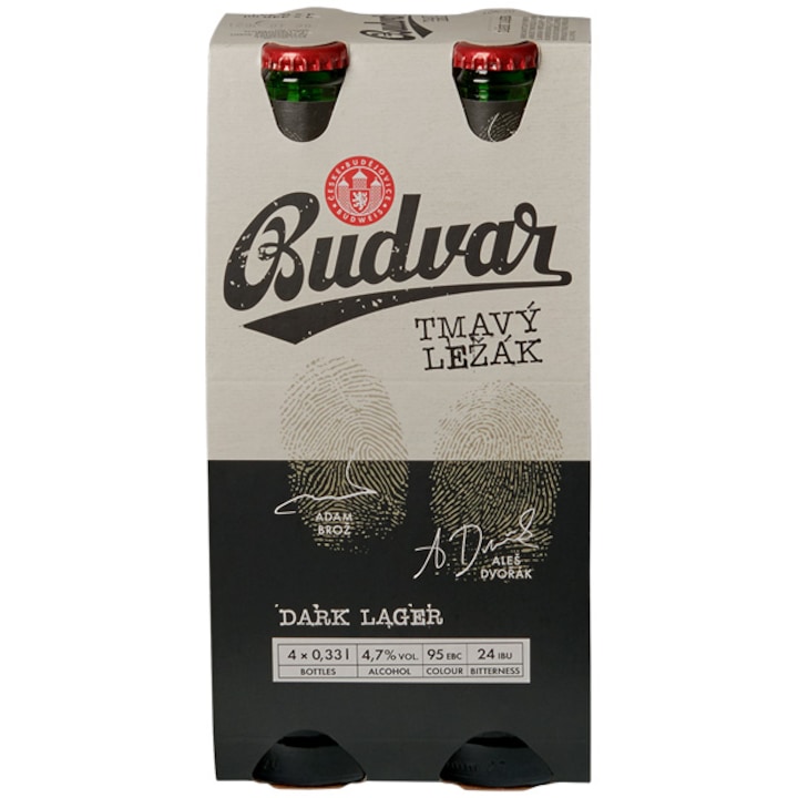 Bere Neagra Budweiser Budvar, 5%, Sticla 4 x 0.33l