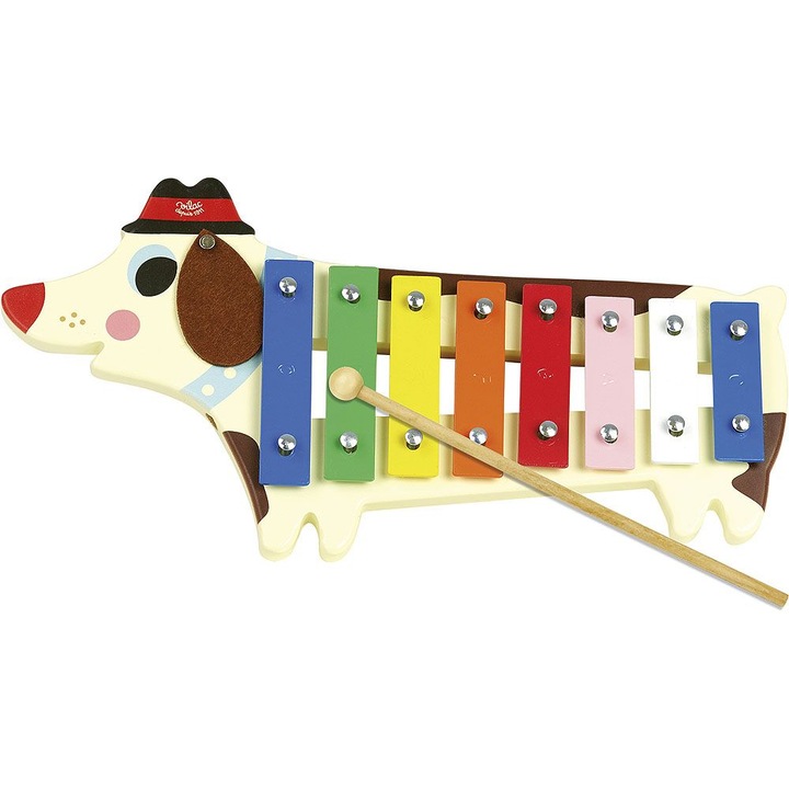 Vilac Dog Xilofon, Fa, Többszínű