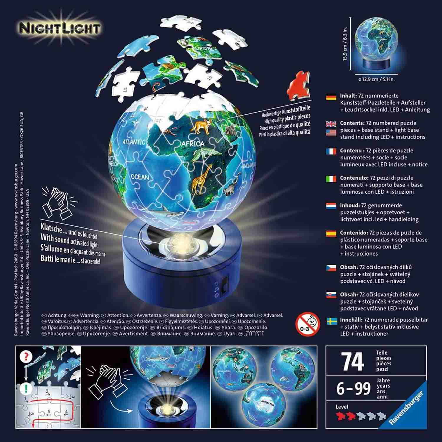 Ravensburger NightLight 3D puzzle F ld bolyg 72 darab eMAG.hu