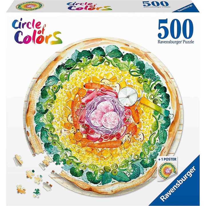 Пъзел Ravensburger Circle of Colours - Пица, 500 части