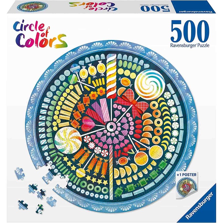 Пъзел Ravensburger Circle of Colors - Бонбони, 500 части