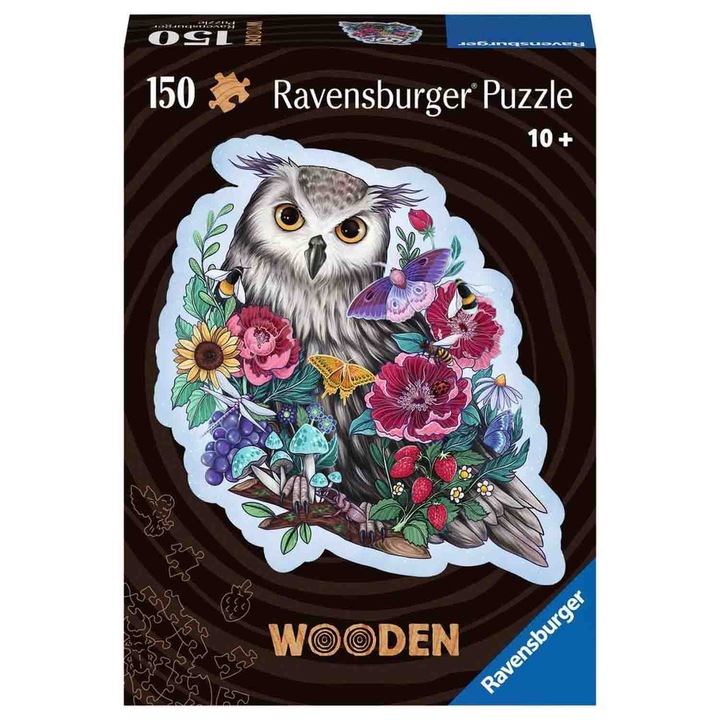 Пъзел Ravensburger Wooden - Бухал, 150 части