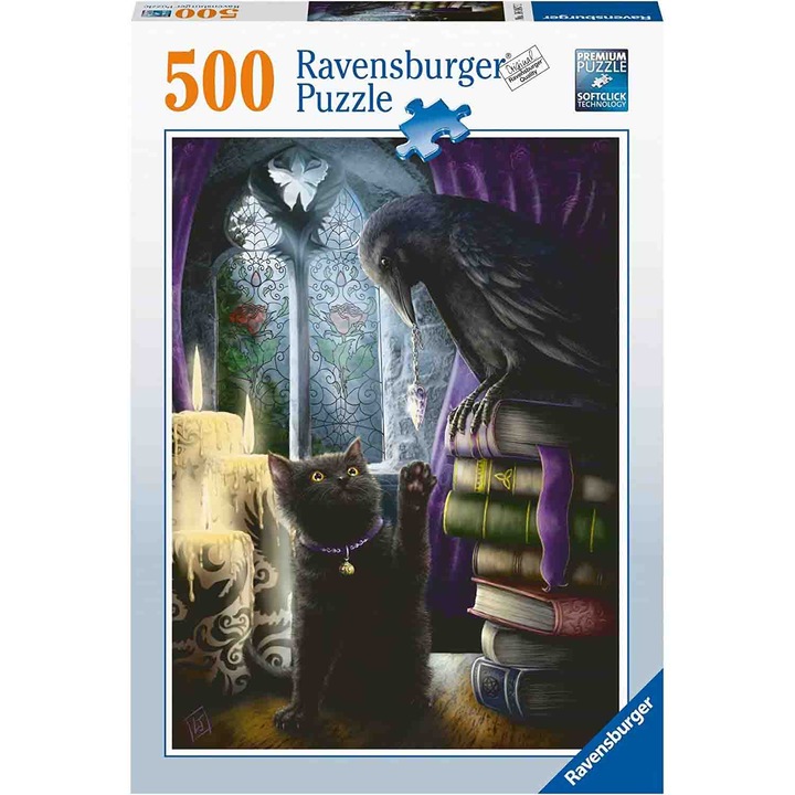 Пъзел Ravensburger - Черна котка и гарван, 500 части