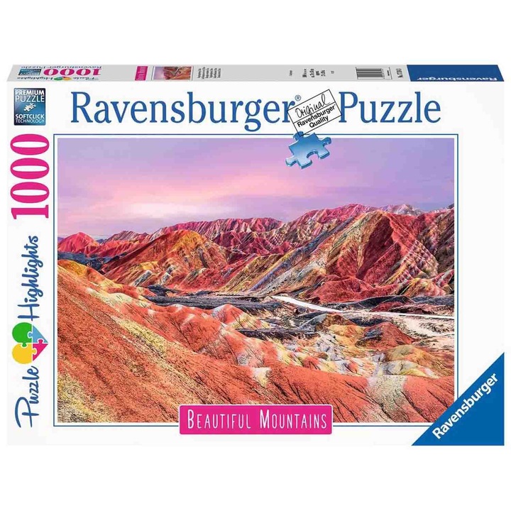 Puzzle Ravensburger Beautiful Mountains - Rainbow Mountains, 1000 db