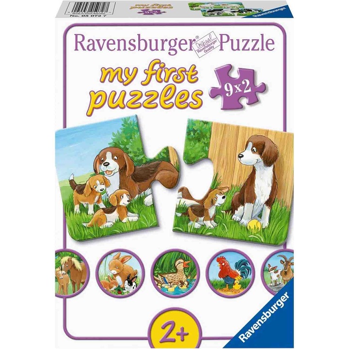 Puzzle Ravensburger - Familii de animale, 9x2 piese