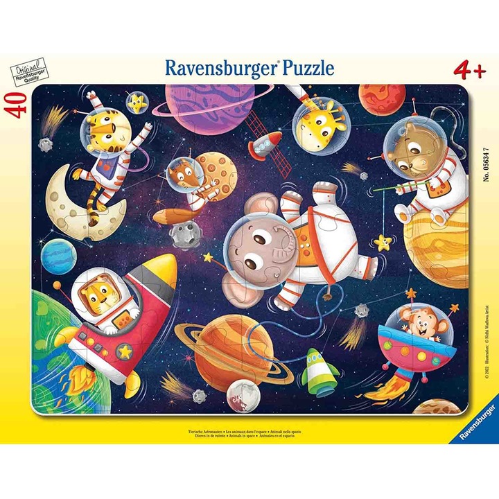 Пъзел Ravensburger - Животни в космоса, 40 части