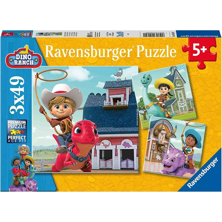Rejtvény Ravensburger - Dino Ranch, 3x49 darab
