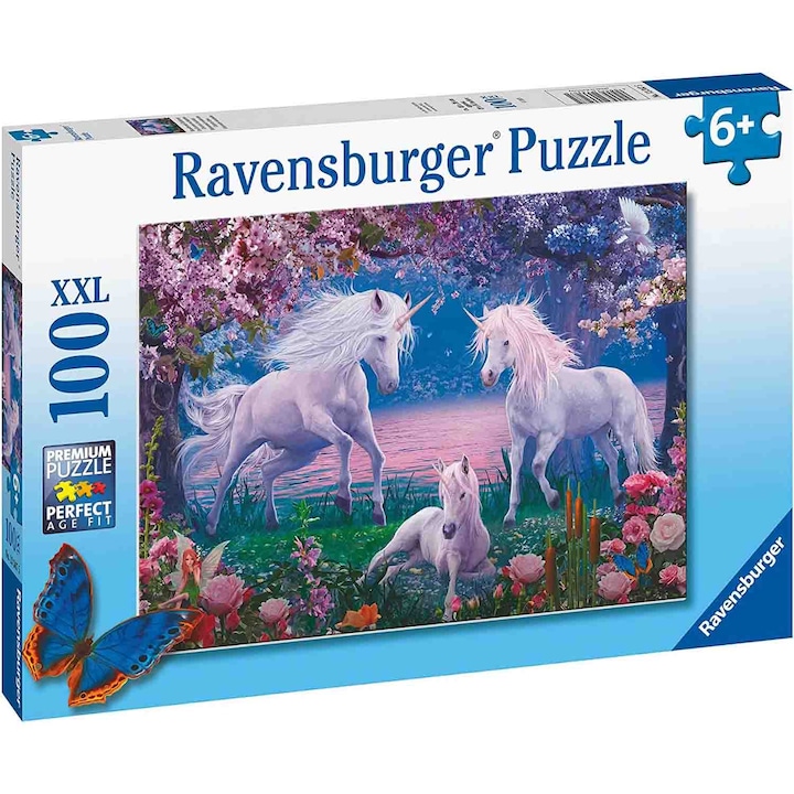 Ravensburger puzzle - Fehér unikornisok, 100 darab