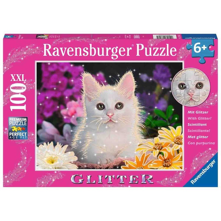 Puzzle Ravensburger Glitter - Cica, 100 db