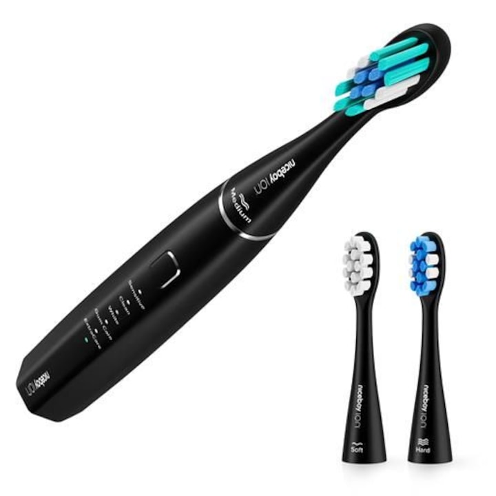 Periuta de dinti electrica ION, Niceboy, 43000 RPM, 5 moduri, 800 mAh, Negru