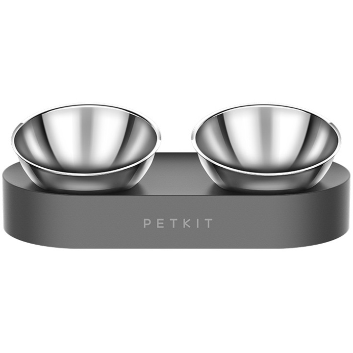 Bol mancare pisici si caini PETKIT, Dublu, Metal, 34 x 16 x 9 cm