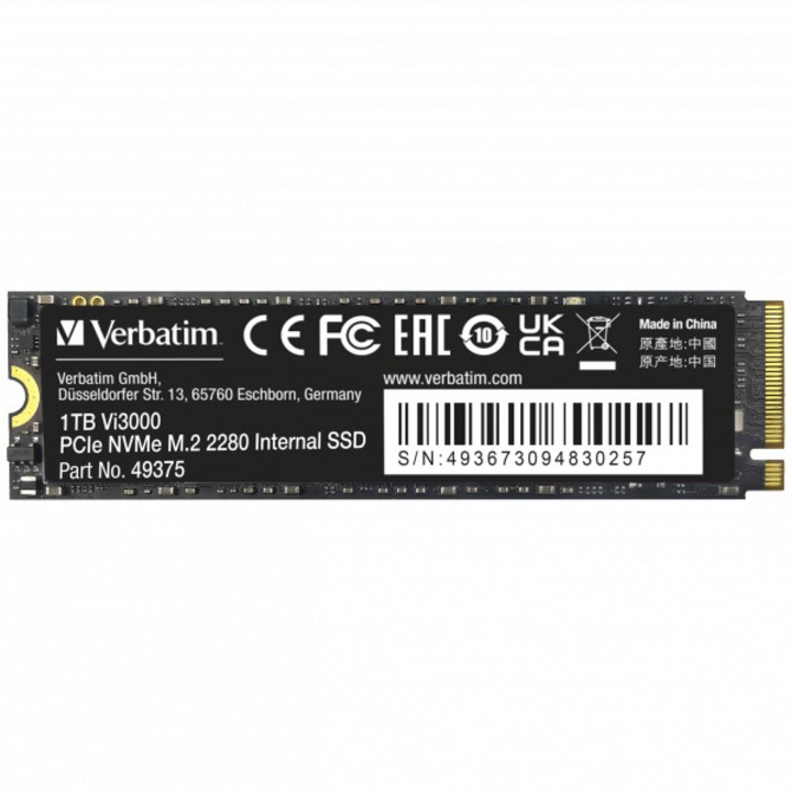 Solid State Drive (SSD) Verbatim Vi3000, 1TB, PCIe Gen.3 NVMe, M.2