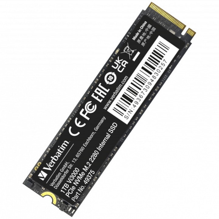 Solid State Drive (SSD) Verbatim Vi3000, 1TB, PCIe Gen.3 NVMe, M.2