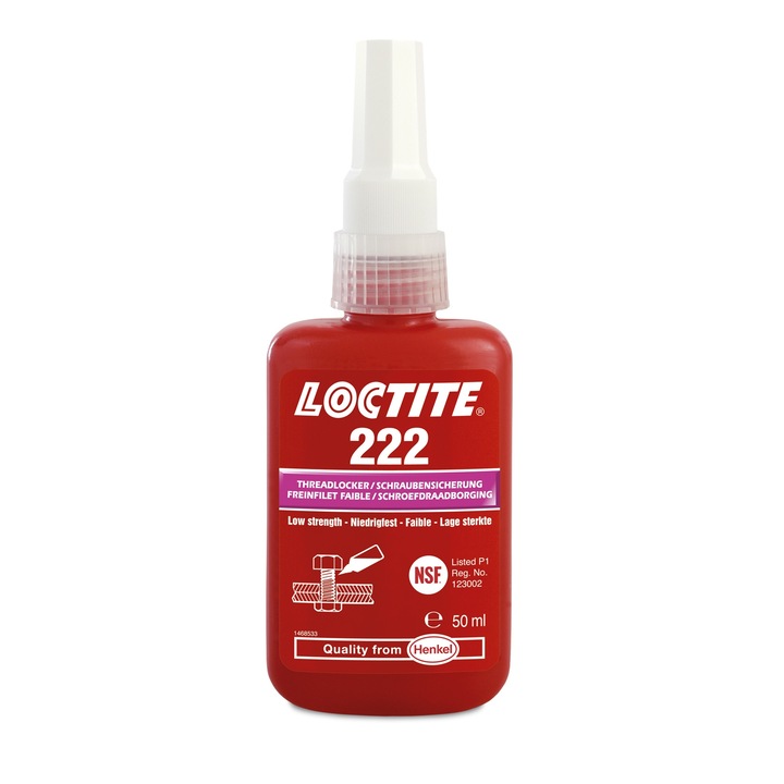 Adeziv asigurator filete, Loctite 222, 50ml, mov, rezistenta scazuta