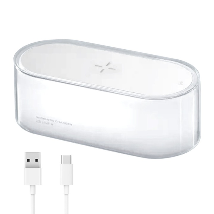 Lampa de veghe cu incarcator wireless VFZ, ambientala, pentru citit, 3 luminozitati, 7 culori, reincarcabila, Portabila