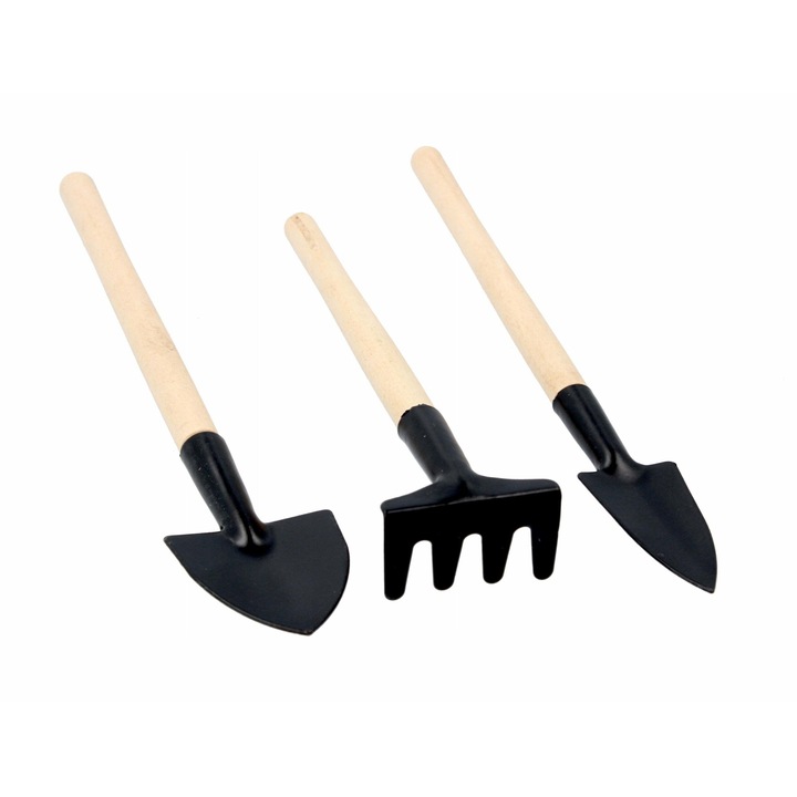 Set unelte de gradinarit, maner lemn, harlet, grebla, lopata sadit