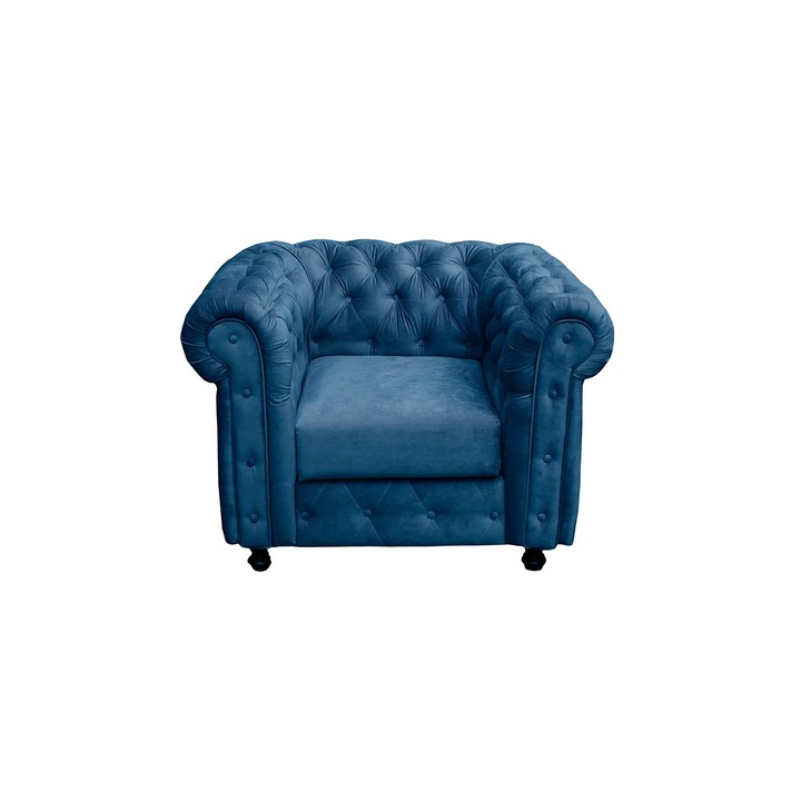 Fotoliu fix Expomob Chesterfield, dimensiuni 105x90x80 cm, culoare albastru