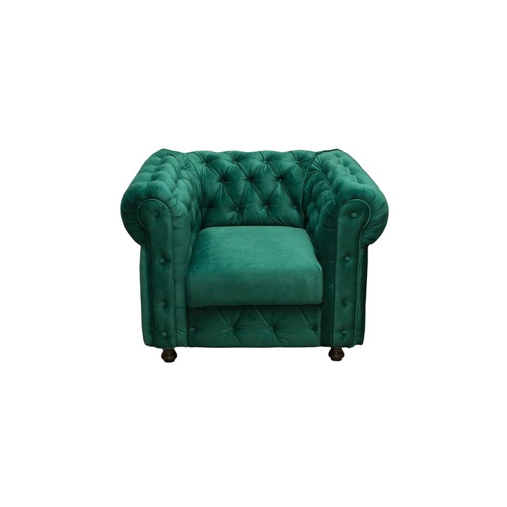 Fotoliu fix Expomob Chesterfield, dimensiuni 105x90x80 cm, culoare verde