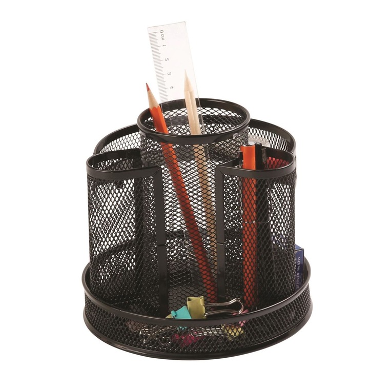 Organizer Metalic Mesh, De Birou, Rotativ, Q-connect - Negru