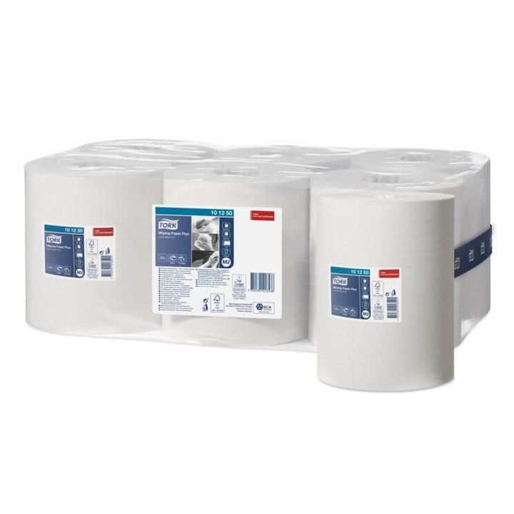 Set 6 role prosoape de hartie Medium Duty 2, Tork, 2 straturi, 24.5 x 19 cm x 160 m, Alb