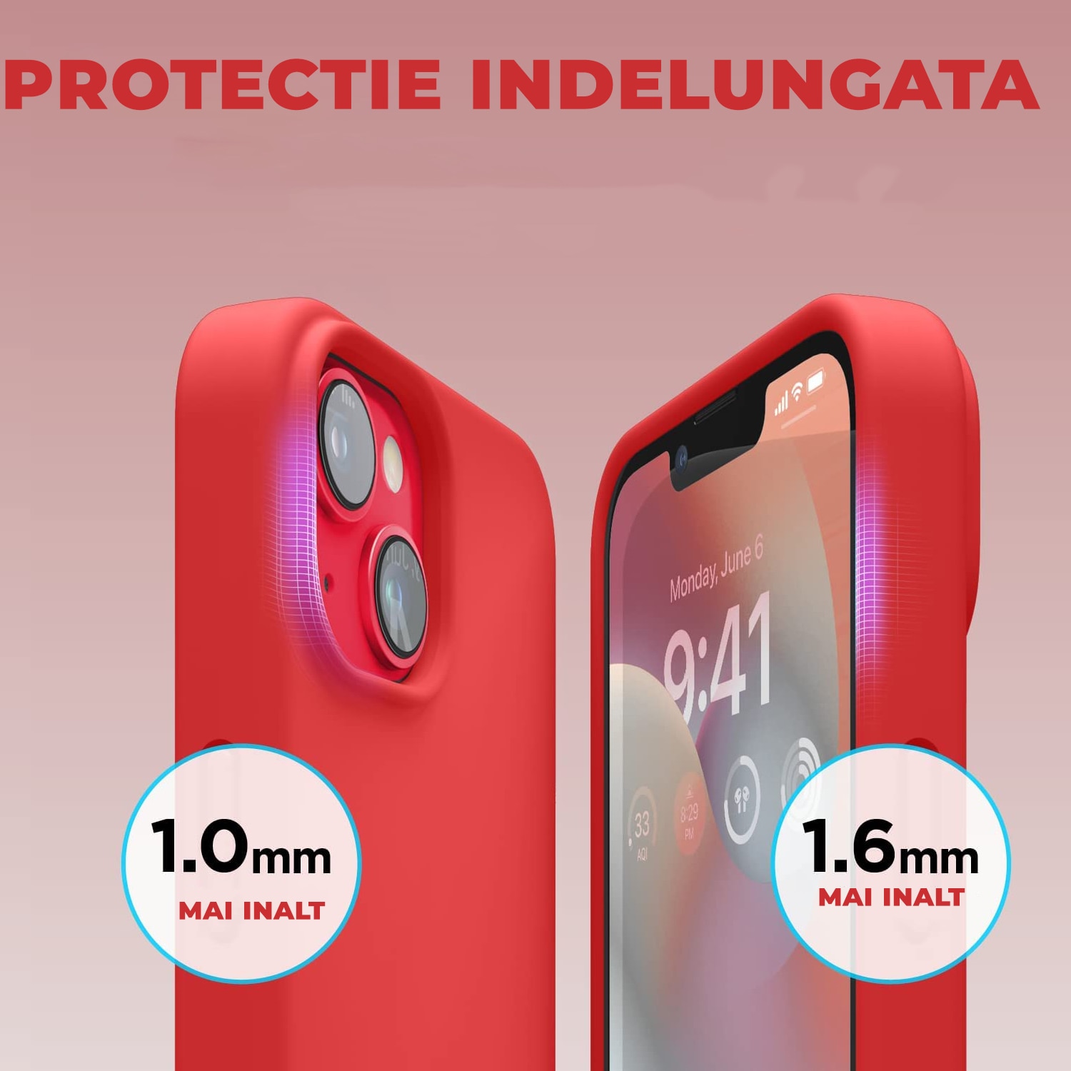 Husa Silicon pentru iPhone 15, Rosu, Ultra Slim, Silicon, Calitate Premium, Interior din microfibra