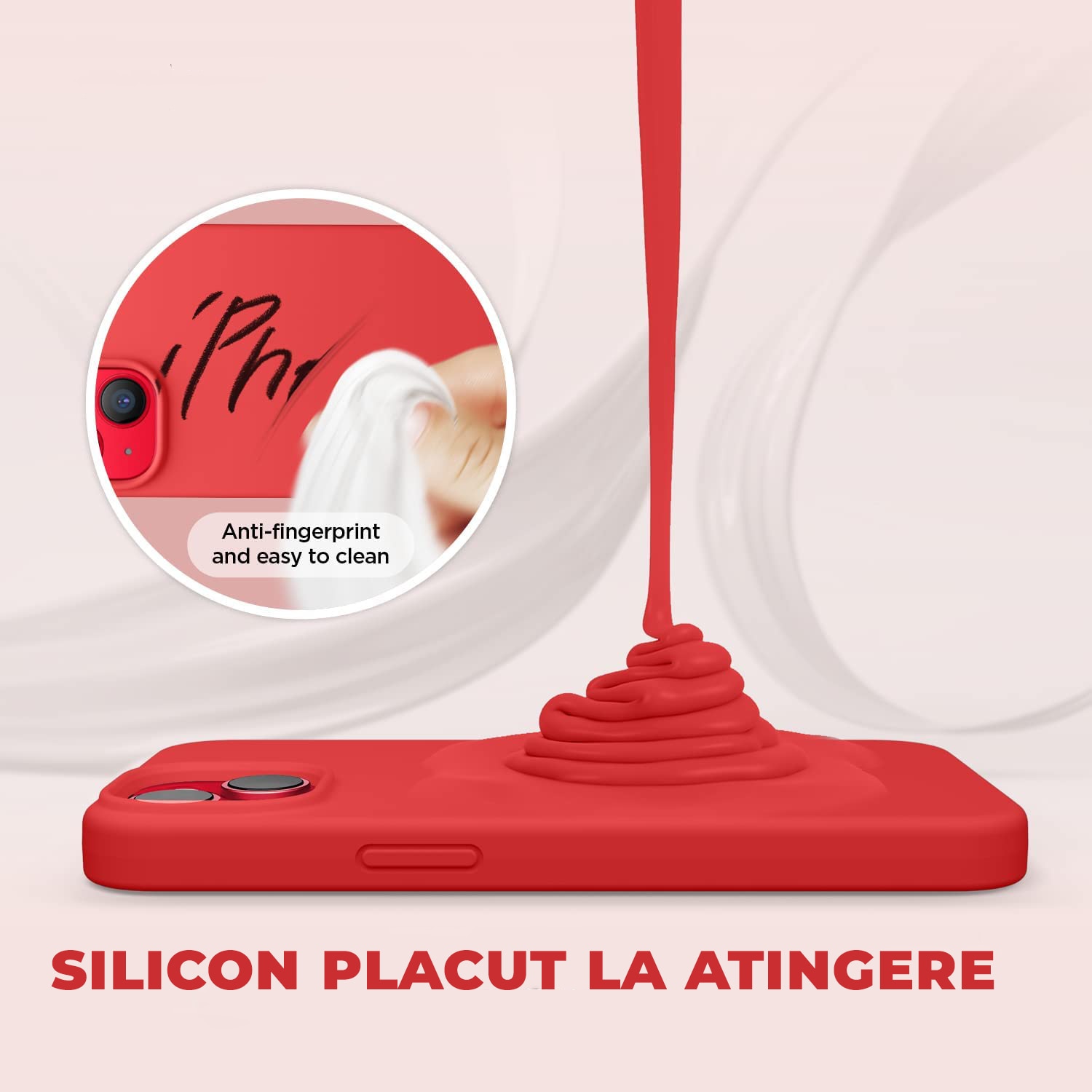Husa Silicon pentru iPhone 15, Rosu, Ultra Slim, Silicon, Calitate Premium, Interior din microfibra