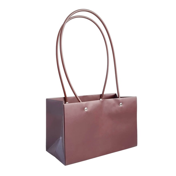 Комплект от 10 правоъгълни чанти с пластмасова дръжка, бордо, Createur, 22x10x13 см