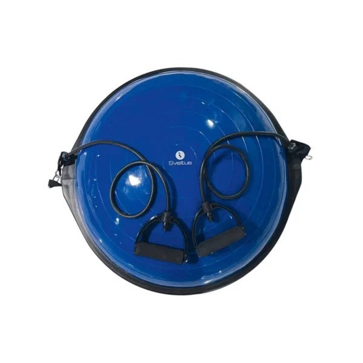 Bosu labda, Sveltus, Átmérő 62,5 cm, Kék, Rugalmas zsinórok, Pumpával