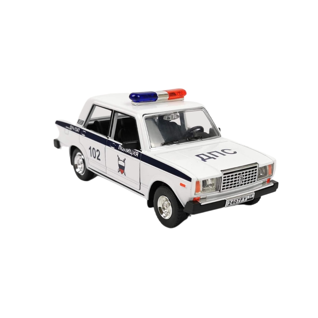 Метална кола Лада полиция, Светлини, Звуци, Бяла, Без опаковка - eMAG.bg