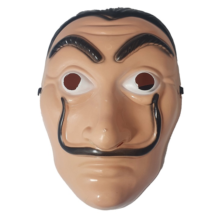 Masca din plastic cu banda de cauciuc, maro 26cm E1298