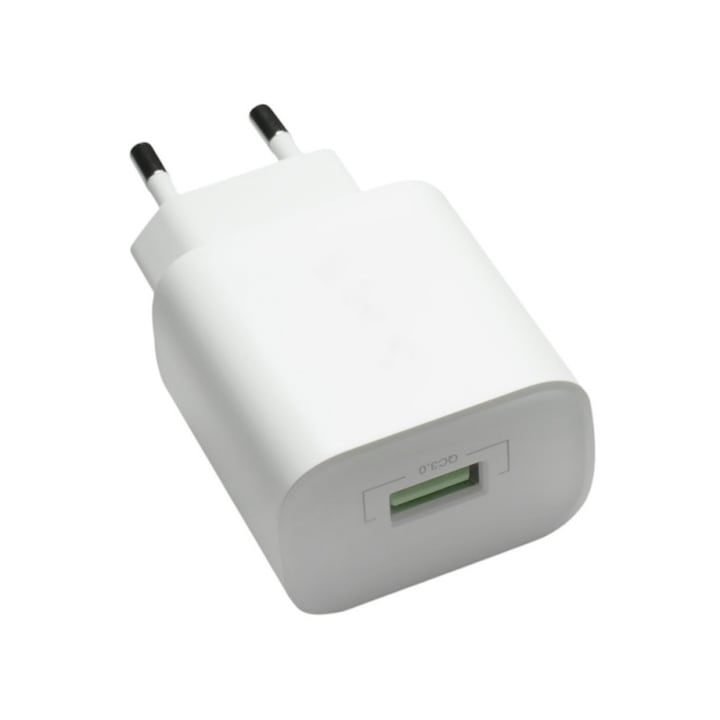 Зарядно за бързо зареждане, Tenor PowerPlus, USB-A, Quick Charge 3.0, Адаптер 18W, 3A, Бял