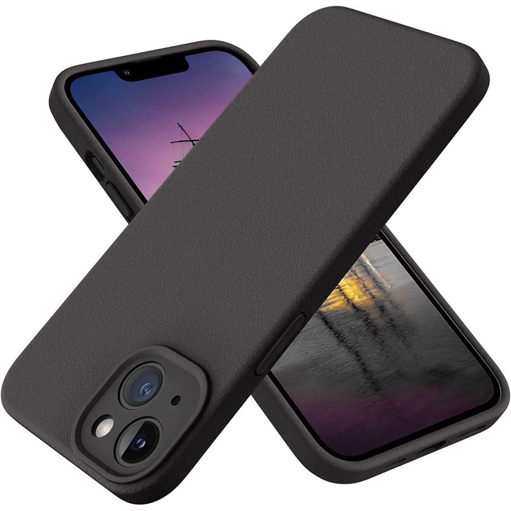 Husa Daden® Soft Silicone compatibila cu iPhone 14, Interior din Microfibra, Protectie la Camera Protectie sporita, Negru